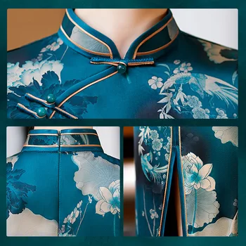 2023 Весенне-Осеннее Ципао с разрезом средней длины, Улучшенное Ципао для Самосовершенствования, Вечернее платье Ципао в Китайском стиле в Китайском стиле для Женщин